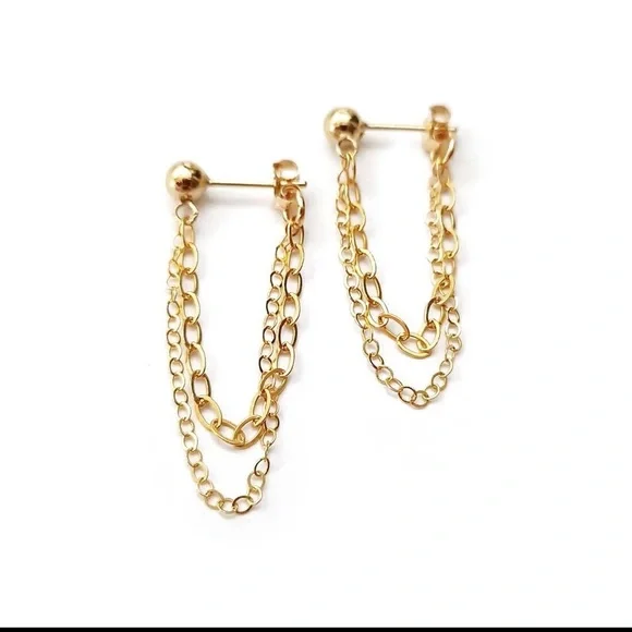 14k Gold Filled Post Earrings - Picture 2 of 5